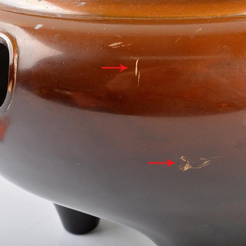 茶道具　鋳師　吉田和正造　唐銅　朝鮮風炉　鉄釜添　共箱　M　6072C