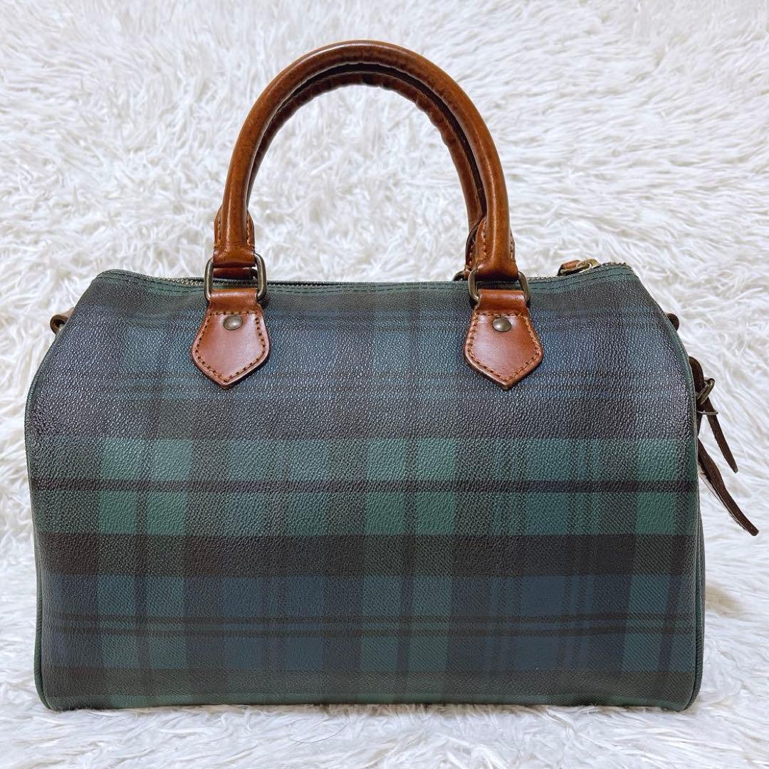 ポロラルフローレン ミニボストンバッグ ブラックチェック柄 ハンドバッグ