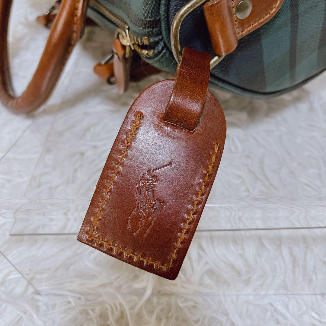 ポロラルフローレン ミニボストンバッグ ブラックチェック柄 ハンドバッグ