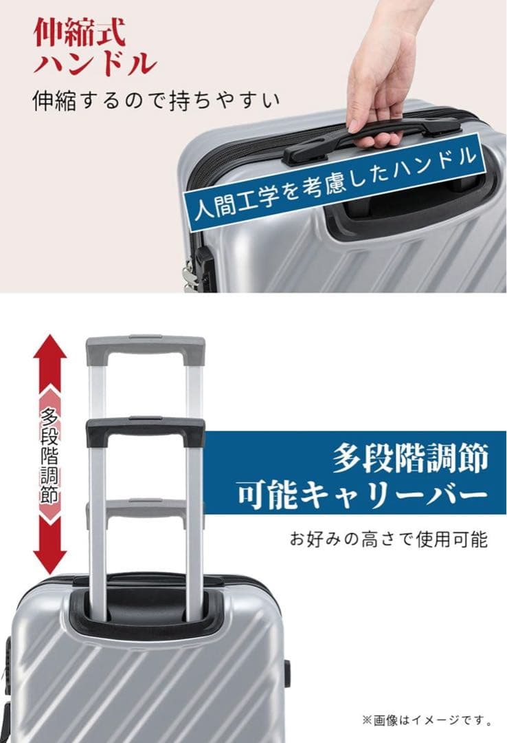 キャリーケース スーツケース キャリーバッグ 115L TSAロック グレー