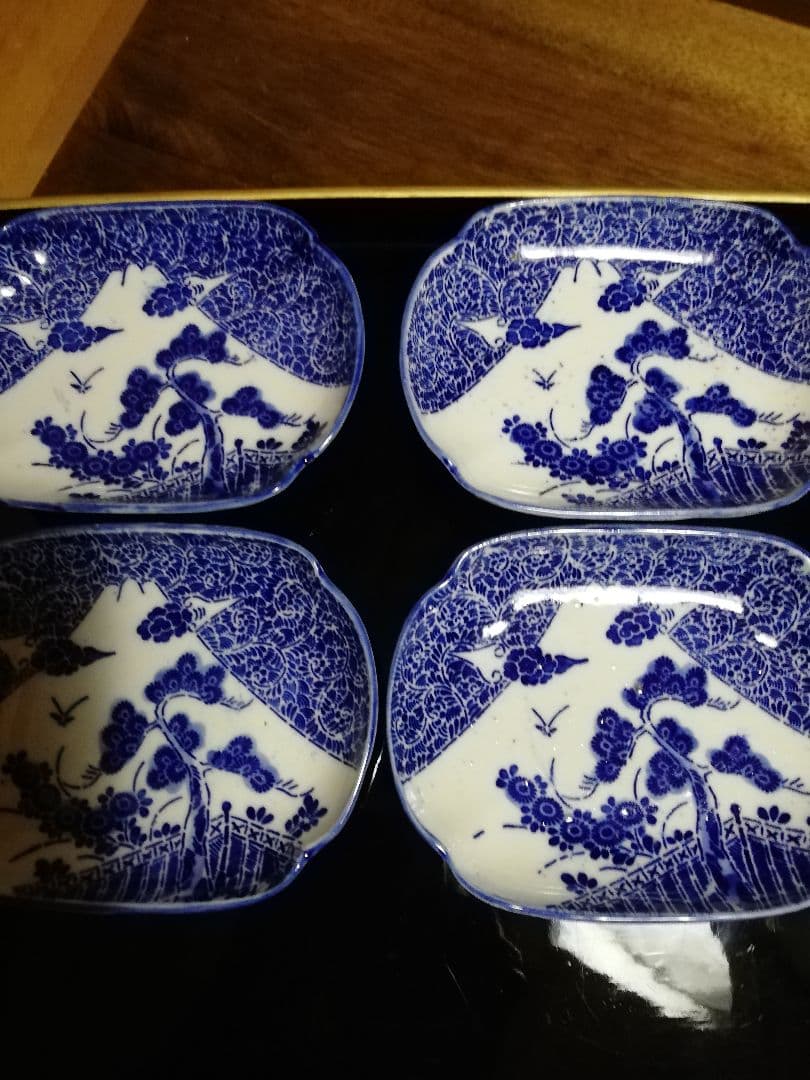 明治の印判6枚人気の富士山(富士に松、菊)草唐草