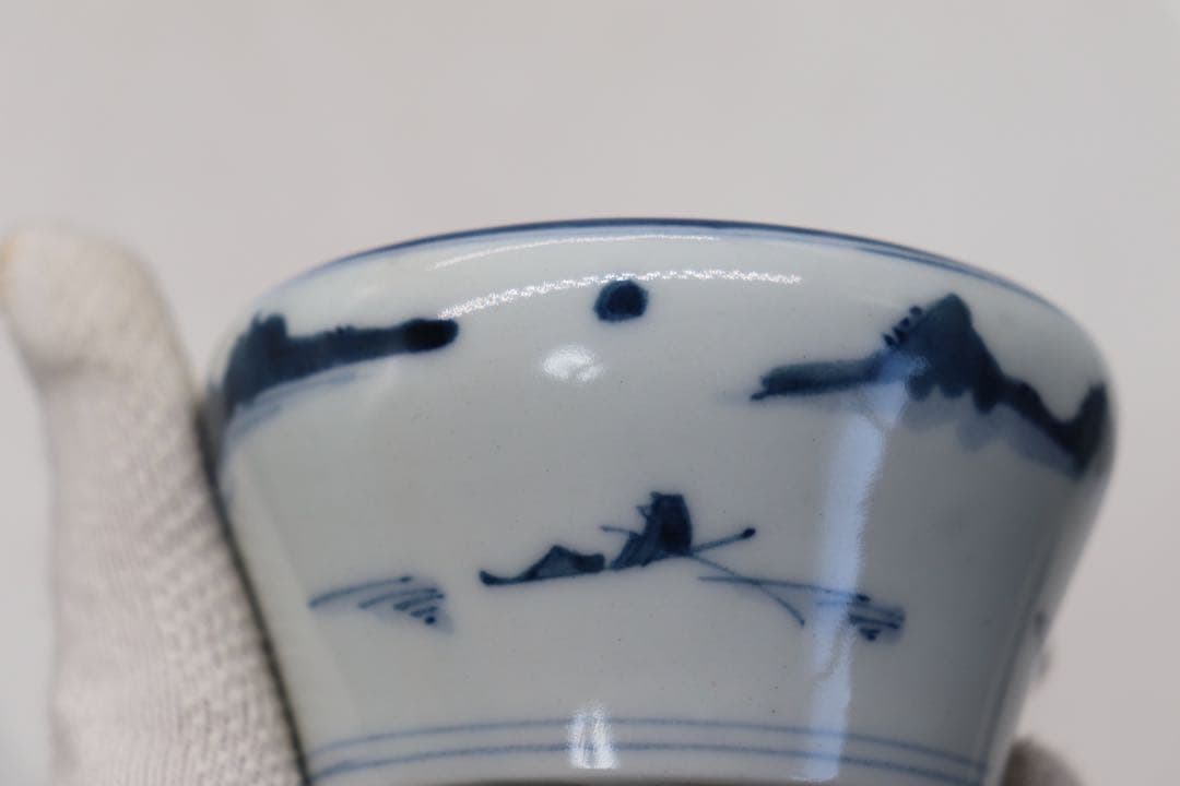 染付　水滴　山水紋　大明成化年製銘　送料込み250118