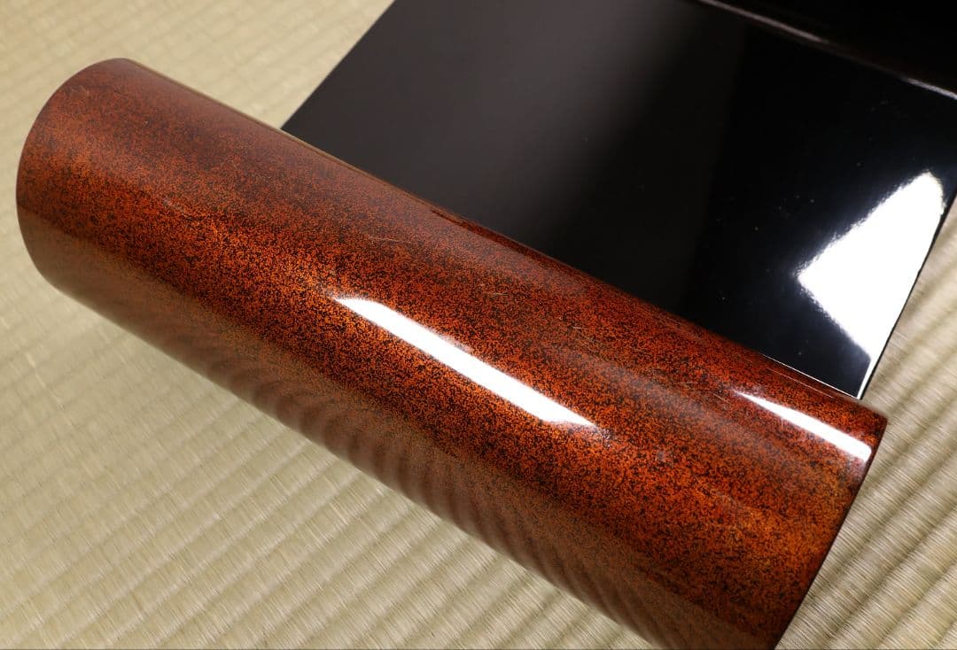 漆芸 梨地 砂子 巻足 平卓 花台 53.8cm 木製 大正昭和【MA736】