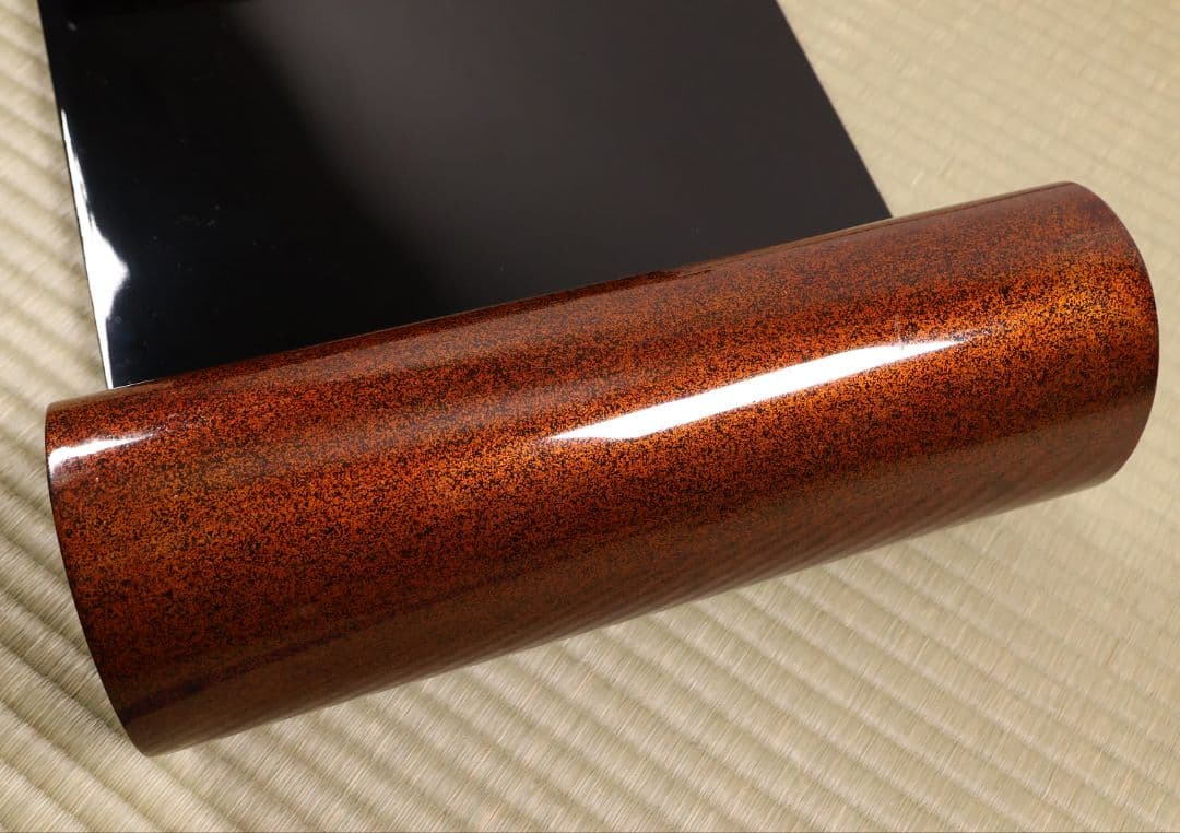 漆芸 梨地 砂子 巻足 平卓 花台 53.8cm 木製 大正昭和【MA736】