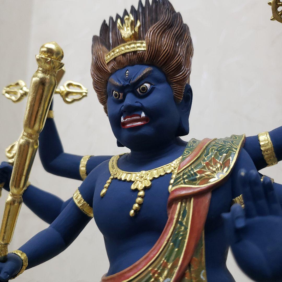 Ｂフライデー極彩色 錐金特上彫り烏枢沙摩明王8寸立五大明王の一人 高さ約57cm