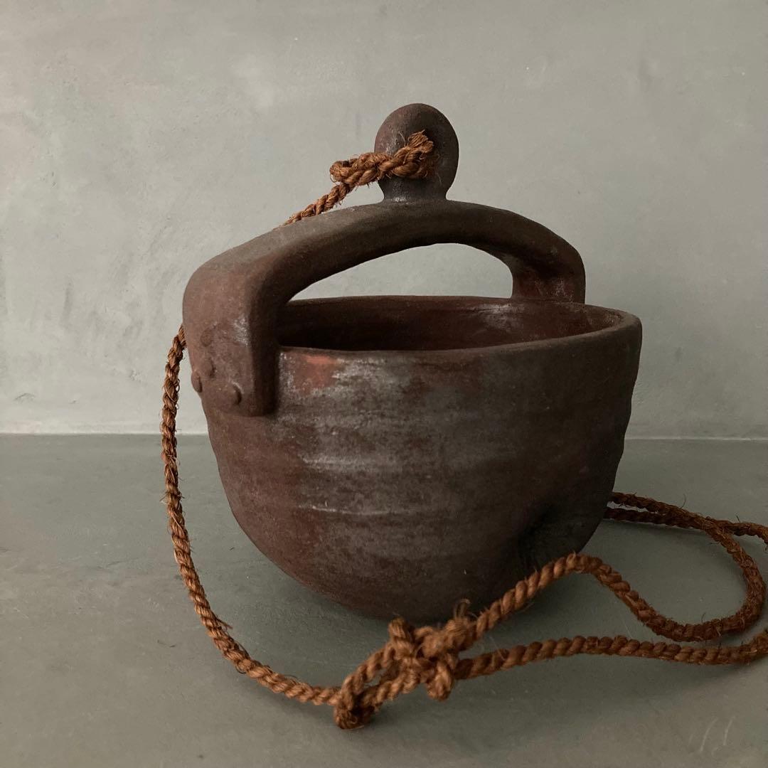 泉喜仙 大樋焼 釣瓶 花入 松雲窯 花器