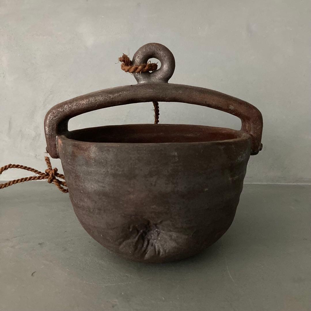 泉喜仙 大樋焼 釣瓶 花入 松雲窯 花器