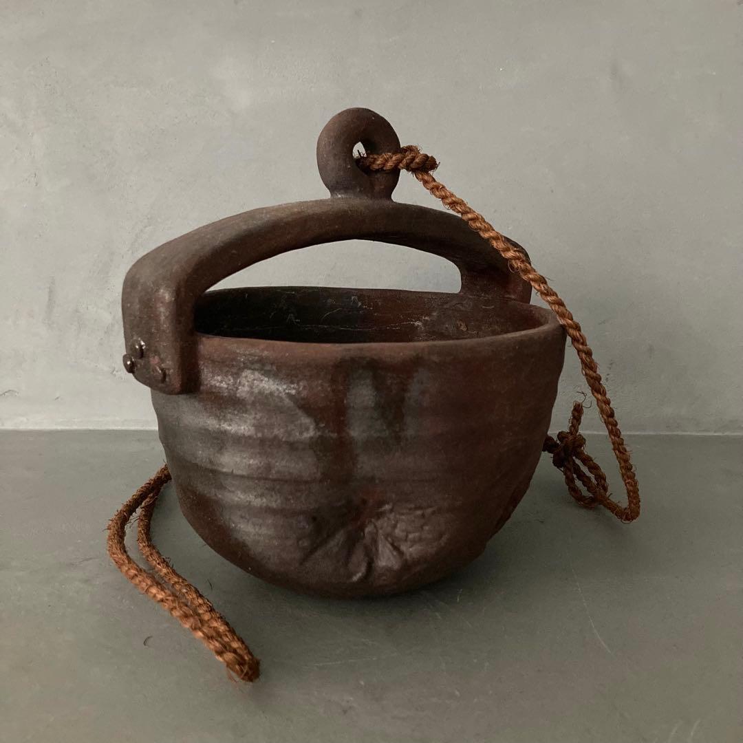 泉喜仙 大樋焼 釣瓶 花入 松雲窯 花器