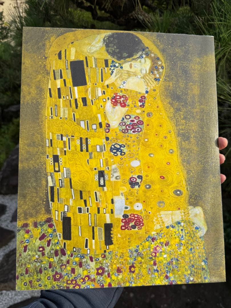 クリムト 接吻 木製フレーム付き