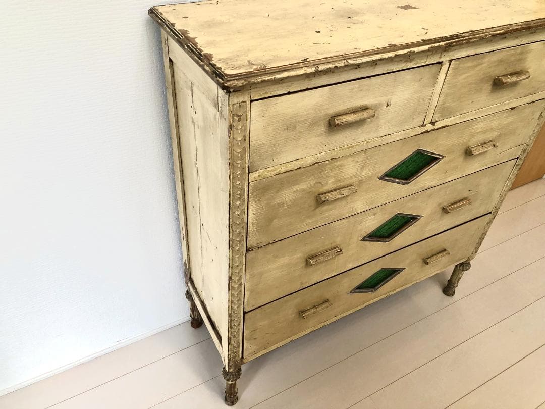 【フランス アンティーク家具】シャビーシック アンティークチェスト キャビネット