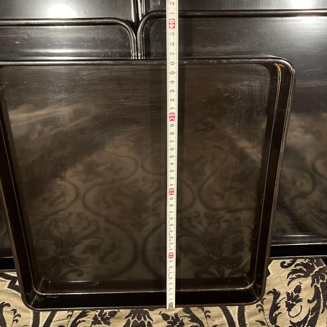 会席膳　懐石膳　折敷　四方盆 木製漆塗り　幅約36.5 高さ4センチ　5枚