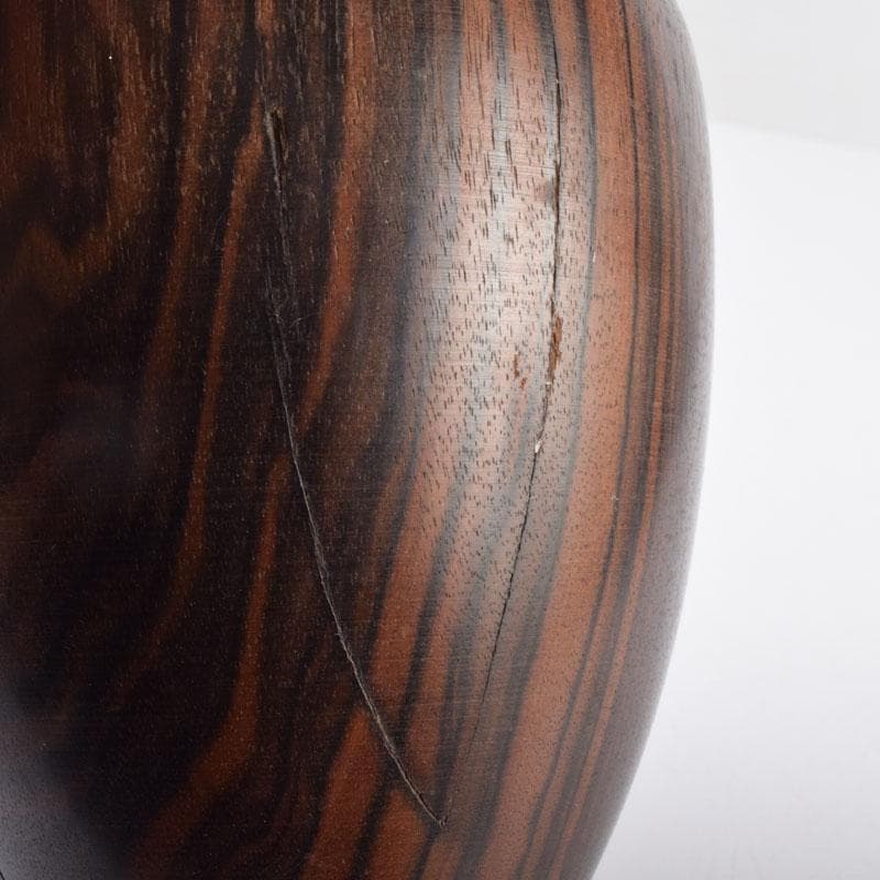 煎茶道具　天然木　黒柿製　無垢彫　綺麗な木目の茶壷　茶心壷　V　8476