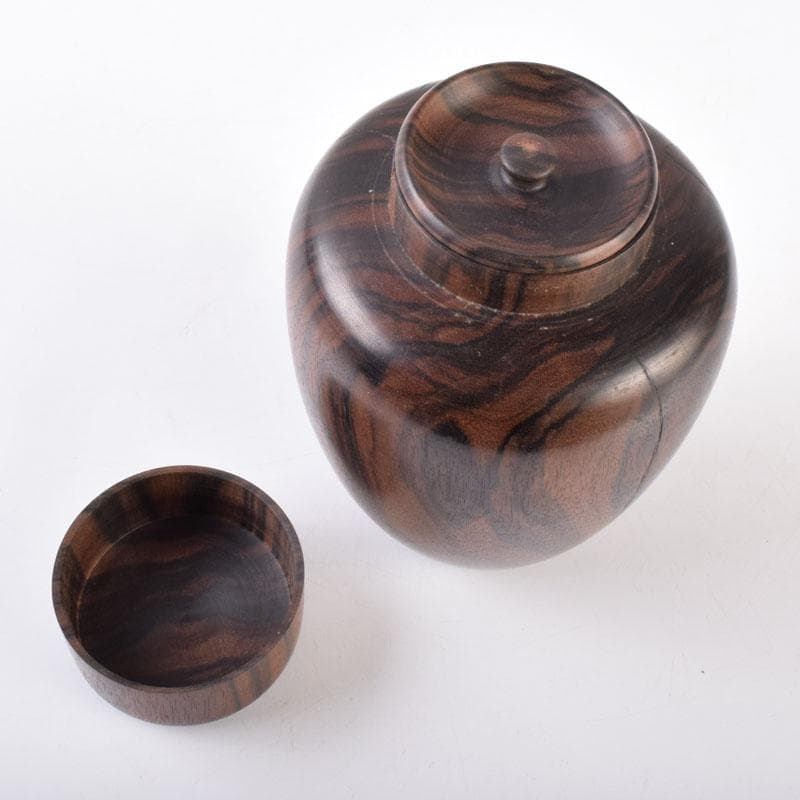 煎茶道具　天然木　黒柿製　無垢彫　綺麗な木目の茶壷　茶心壷　V　8476