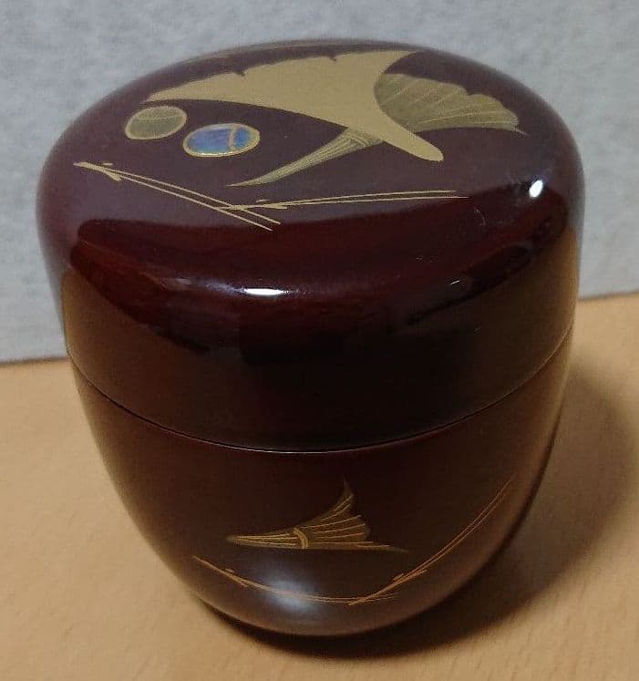 茶道具銀杏蒔絵中棗
