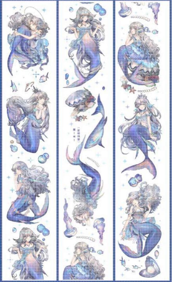 《在庫処分セール》海外　人物　マスキングテープ　墨魚 普通pet　6点