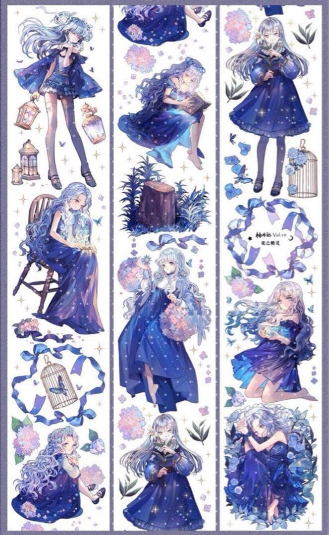 《在庫処分セール》海外　人物　マスキングテープ　墨魚 普通pet　6点