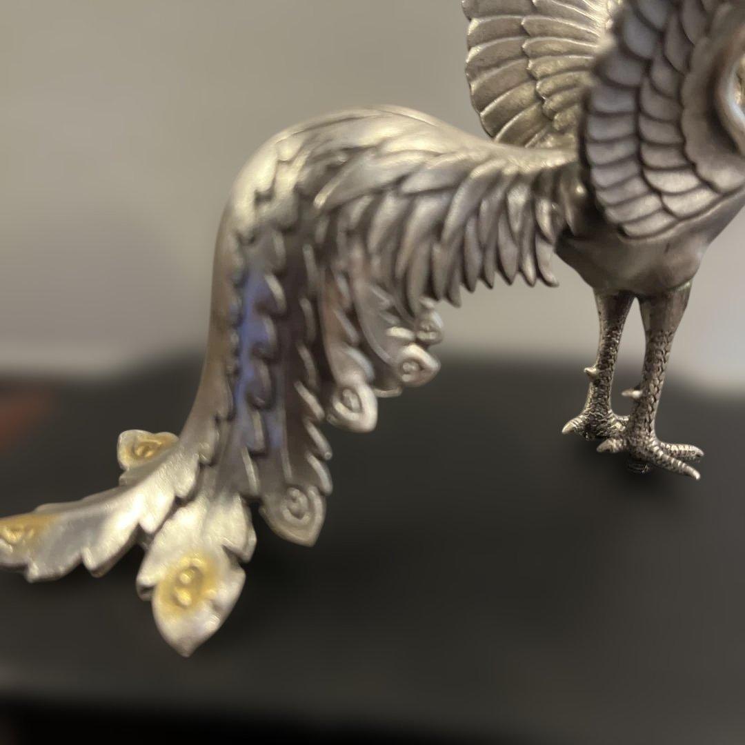 純銀製　鳳凰彫刻　木製ケース付き　共箱　送料無料