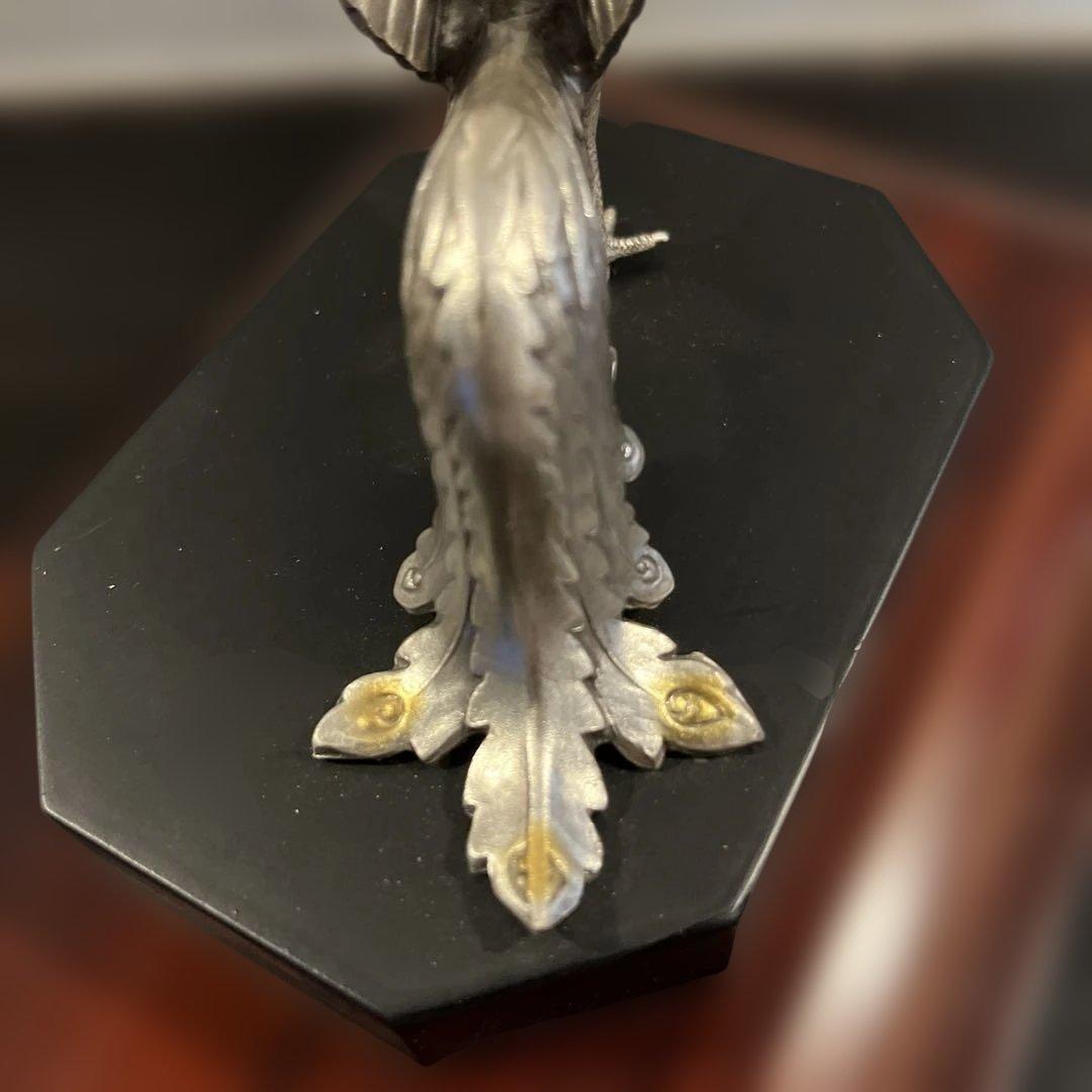 純銀製　鳳凰彫刻　木製ケース付き　共箱　送料無料