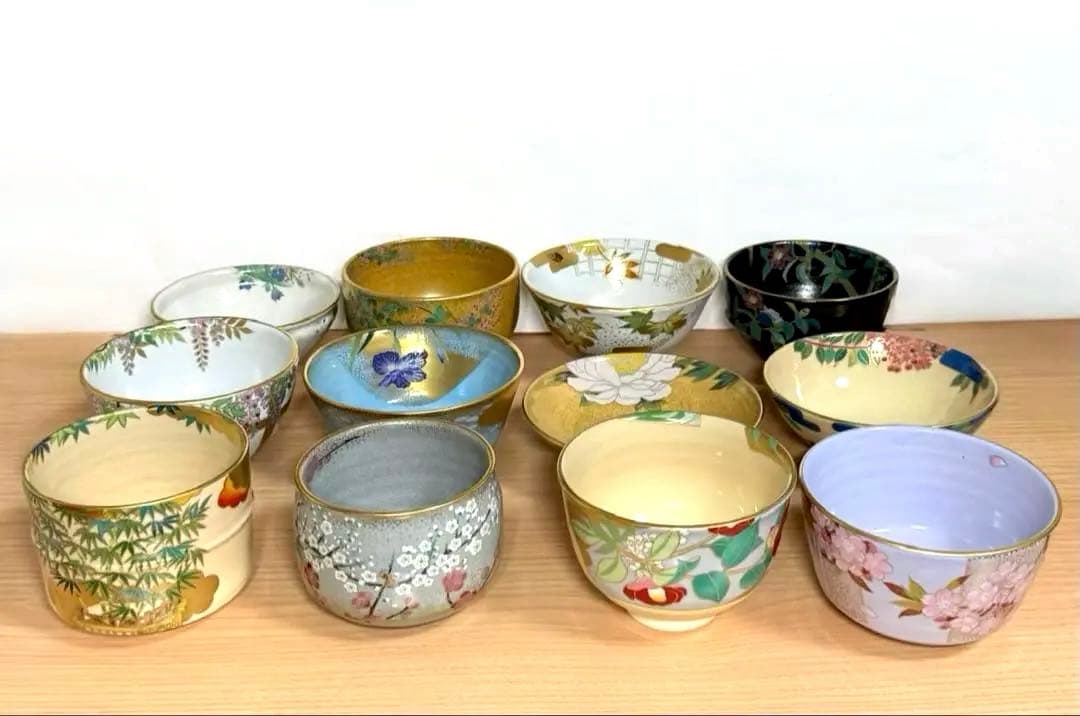 桑野むつ子 御所の花 十二ヶ月 京焼 茶碗 12点セット 栞付 抹茶碗 茶道具