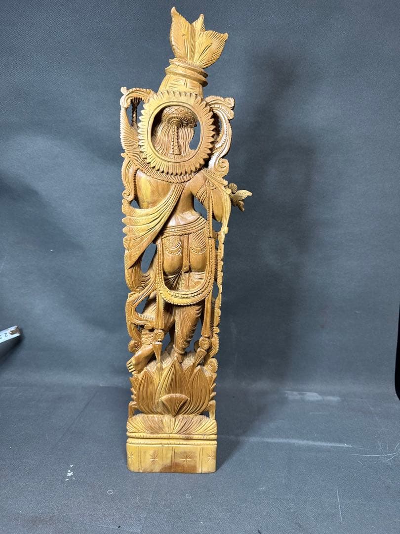 インド　白檀　木彫り　弁財天　仏教美術　仏像 骨董 木像　木製　仏教　密教