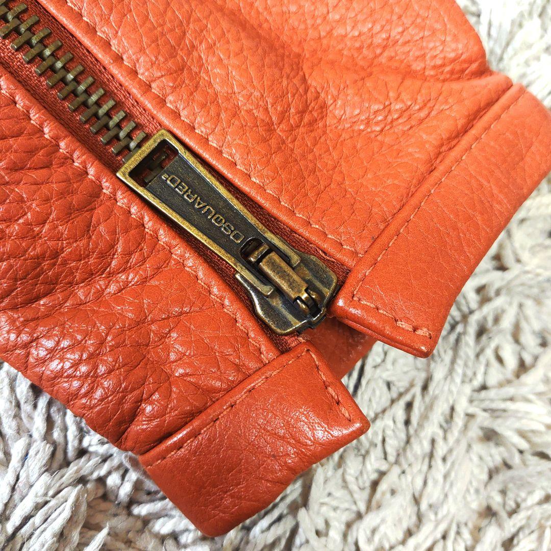 【オレンジ】dsquared2　レザージャケット　本革　牛　ディースクエアード