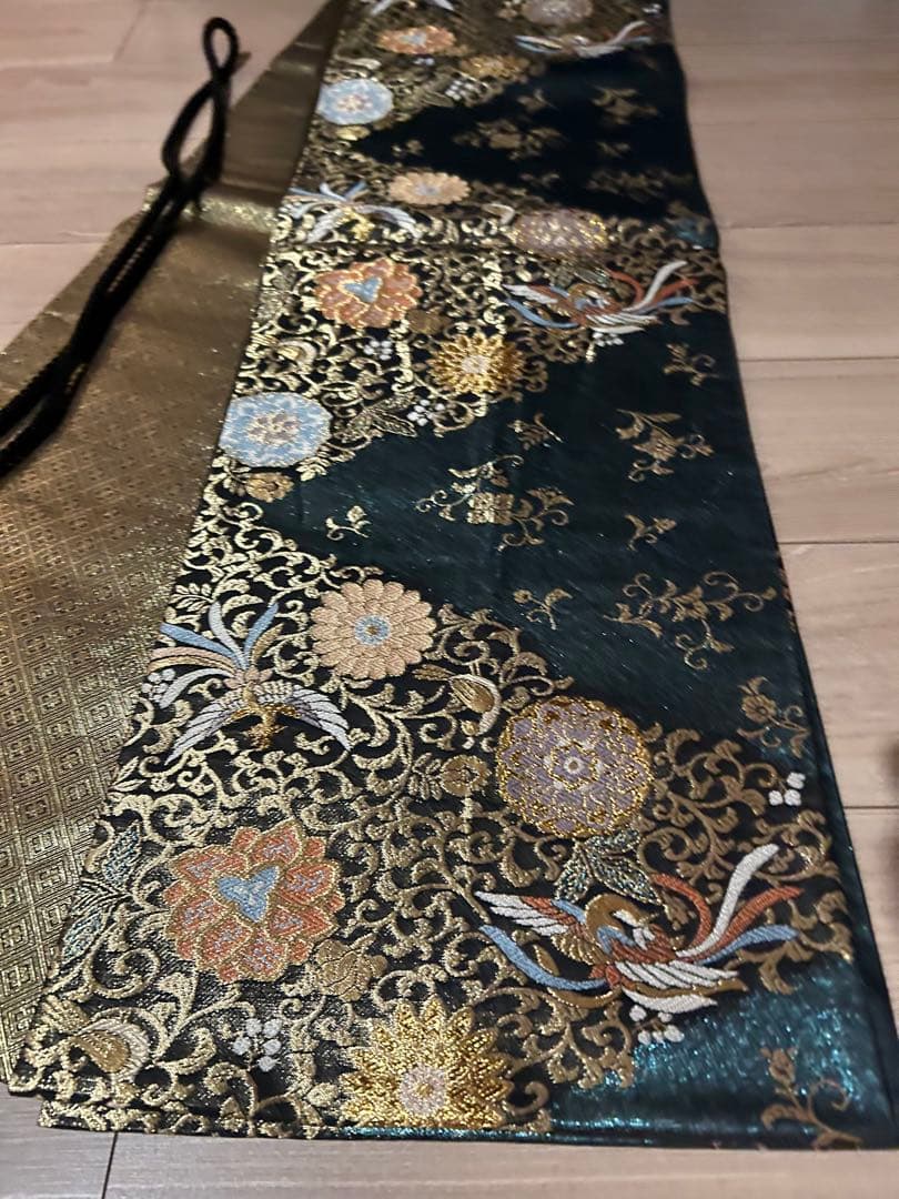 振袖　セット　ブルーグリーン ブラック　光沢