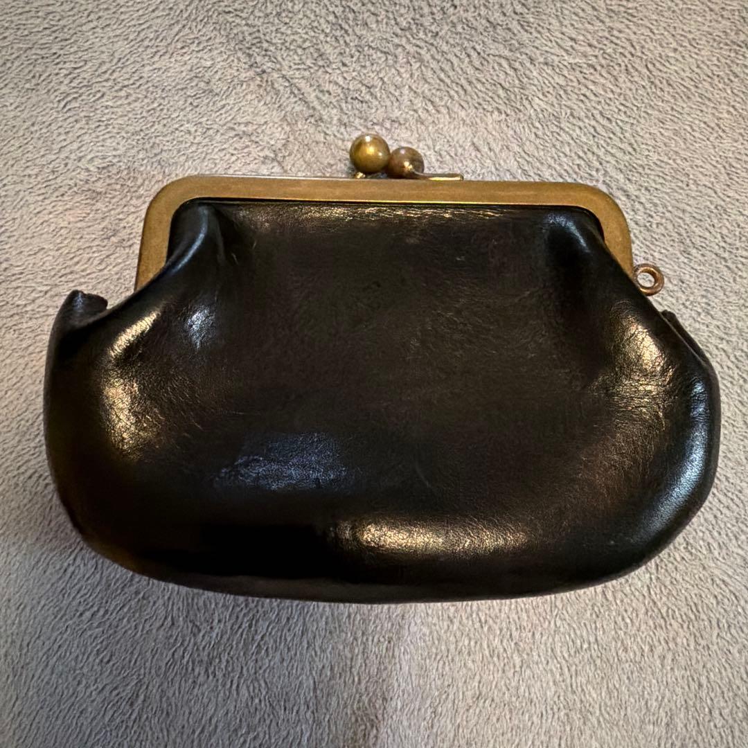 N25 黒のレザーがま口財布 Sサイズ