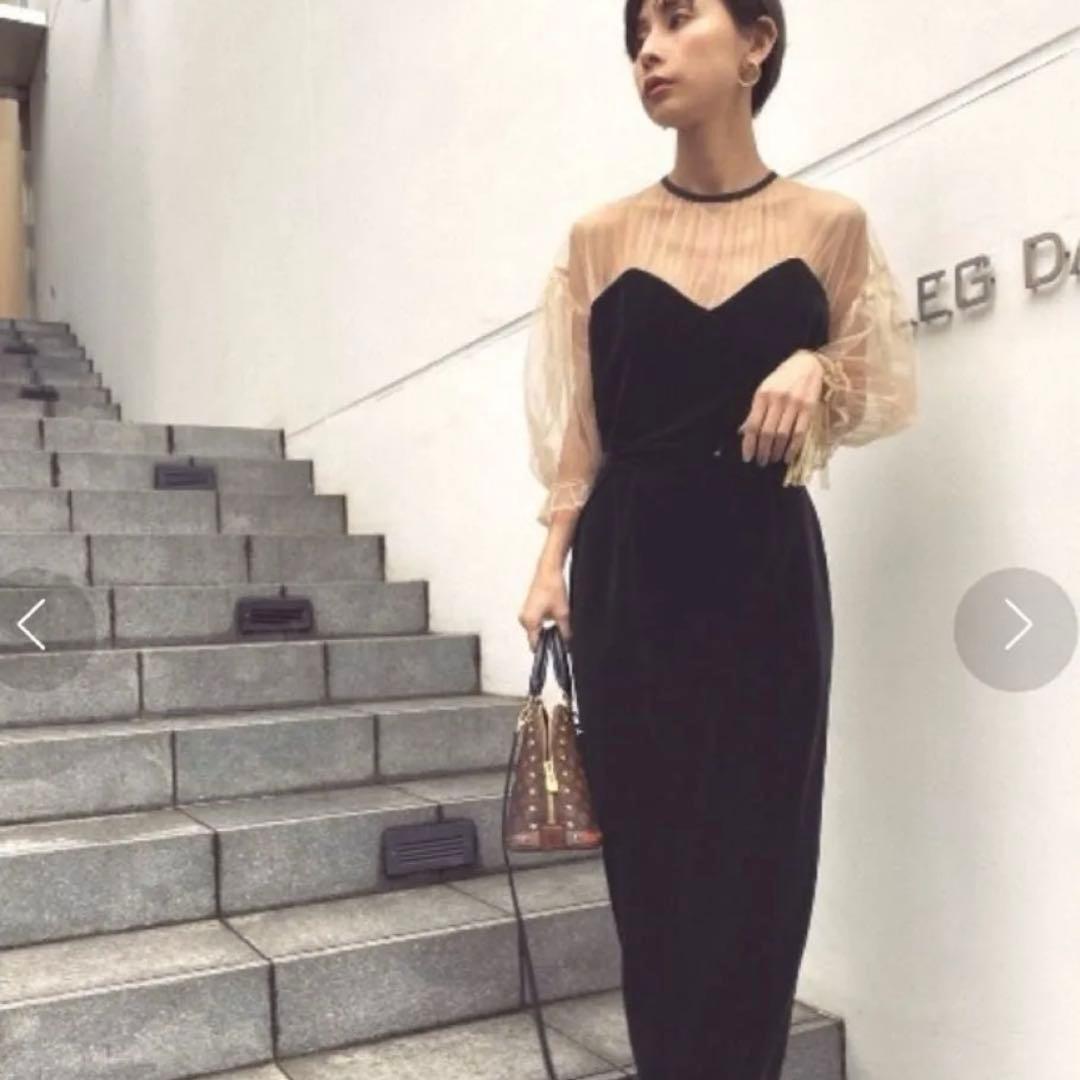 AMERIチュールスリーブタイトドレス