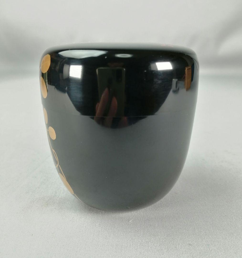 【茶事具】光月造　花蒔絵中棗　漆器　棗297