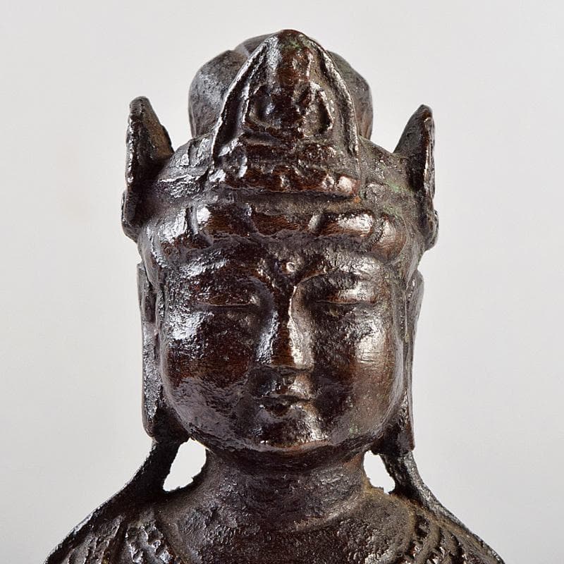 仏教美術　杉浦藤太朗作　ブロンズ　聖観音像　仏像　置物　共箱　D　R9514