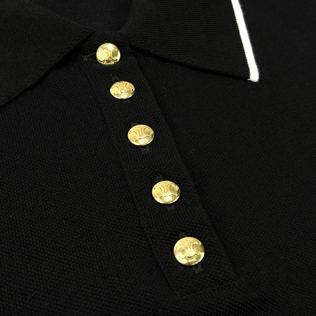 極美品 CELINE 23SS トリオンフ クロップド ポロシャツ コットンピケ