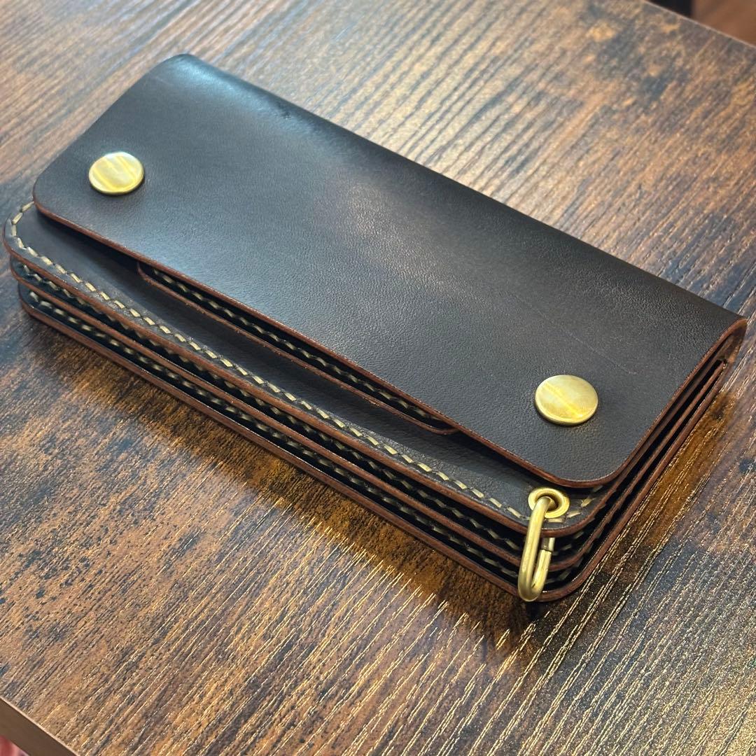 栃木レザー　トラッカーウォレット　茶芯ブラック