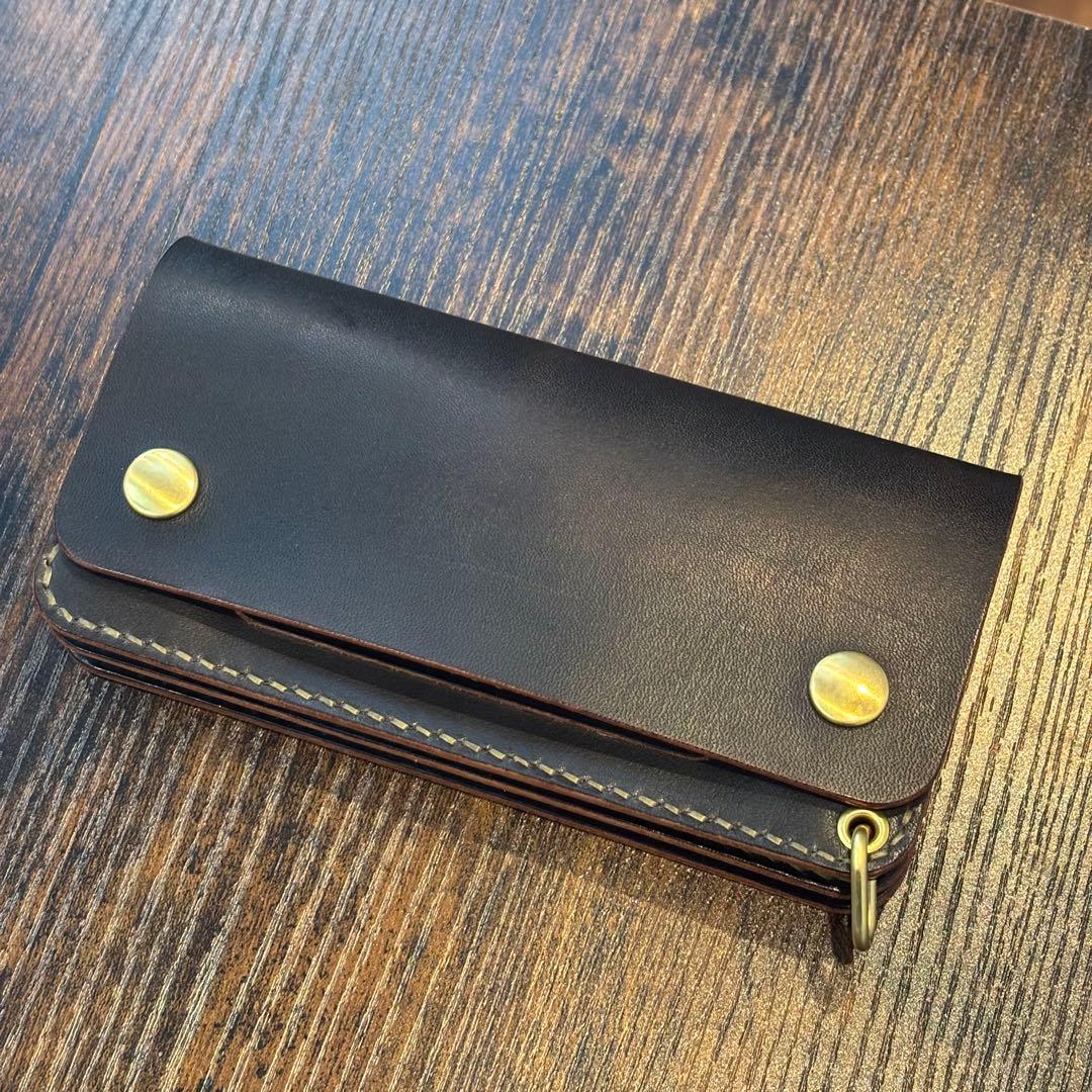 栃木レザー　トラッカーウォレット　茶芯ブラック
