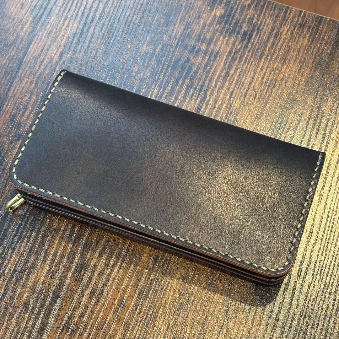 栃木レザー　トラッカーウォレット　茶芯ブラック