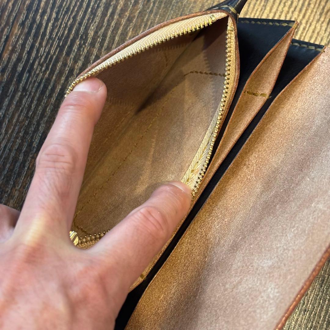 栃木レザー　トラッカーウォレット　茶芯ブラック