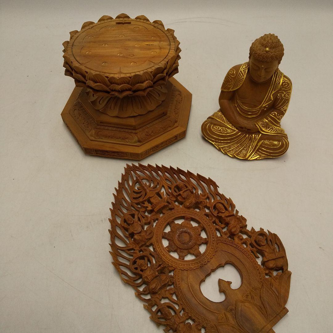 木彫　釈迦如来座像　八角台座　置物　オブジェ　アンティーク　美術品