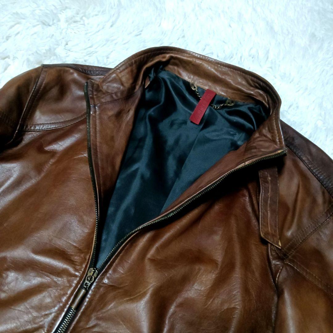 Vera Pelle　ライダースレザージャケット　柔らか軽量　シープスキン　54