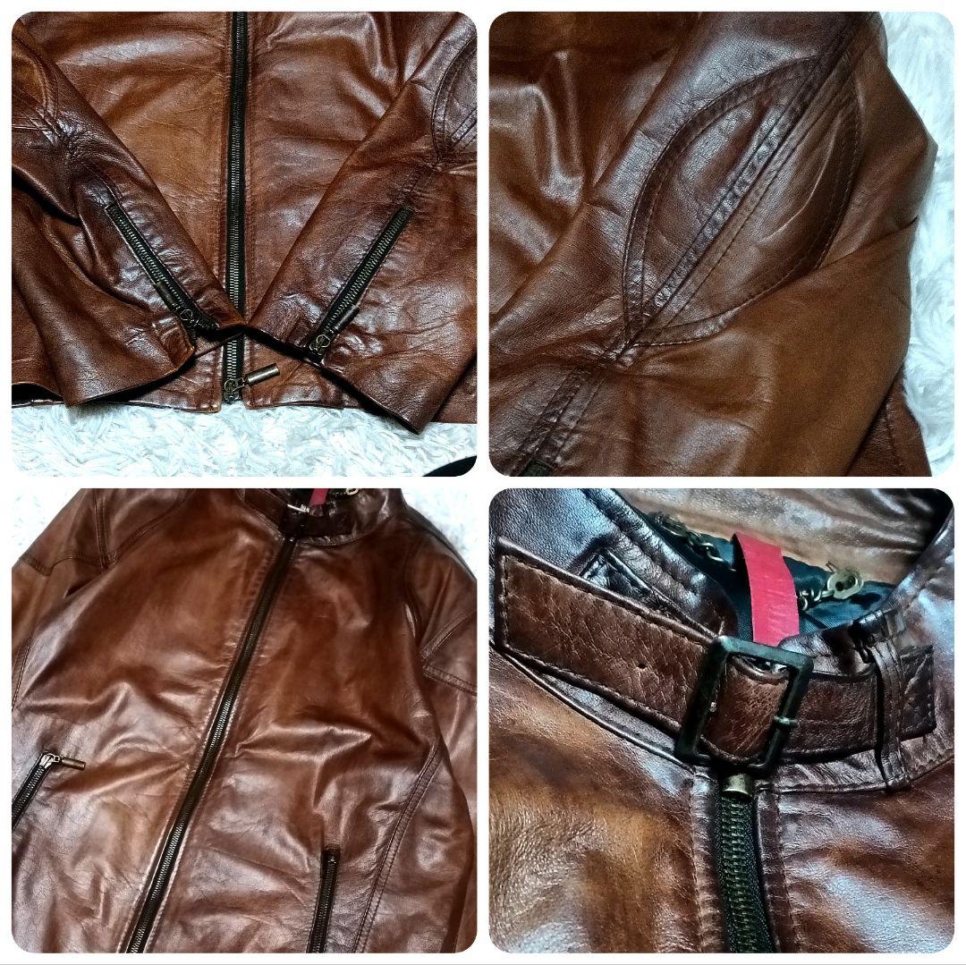 Vera Pelle　ライダースレザージャケット　柔らか軽量　シープスキン　54
