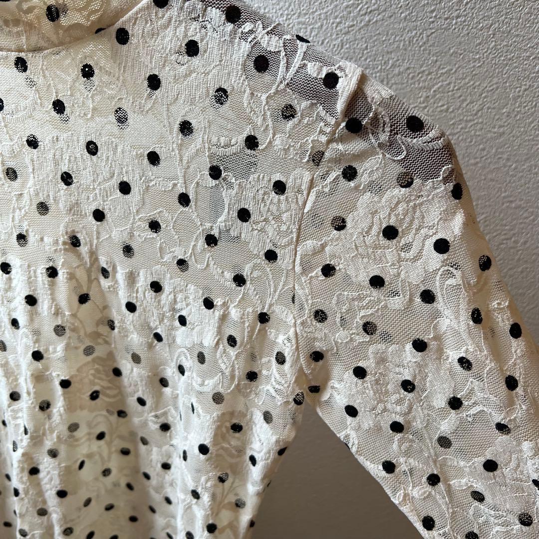 トップス DOT LACE SEE-THROUGH TOP (HIGH NECK)