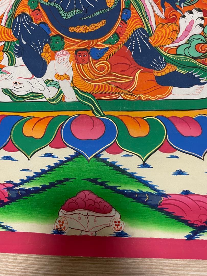 《 チベット密教　1点物 》 手描き　曼荼羅　マハーカーラ　大黒　仏教　密教　④