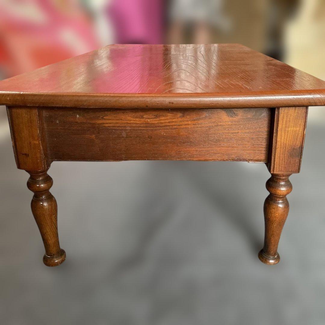 年代物 欅一枚板 文机 ダークブラウン 2引き出し