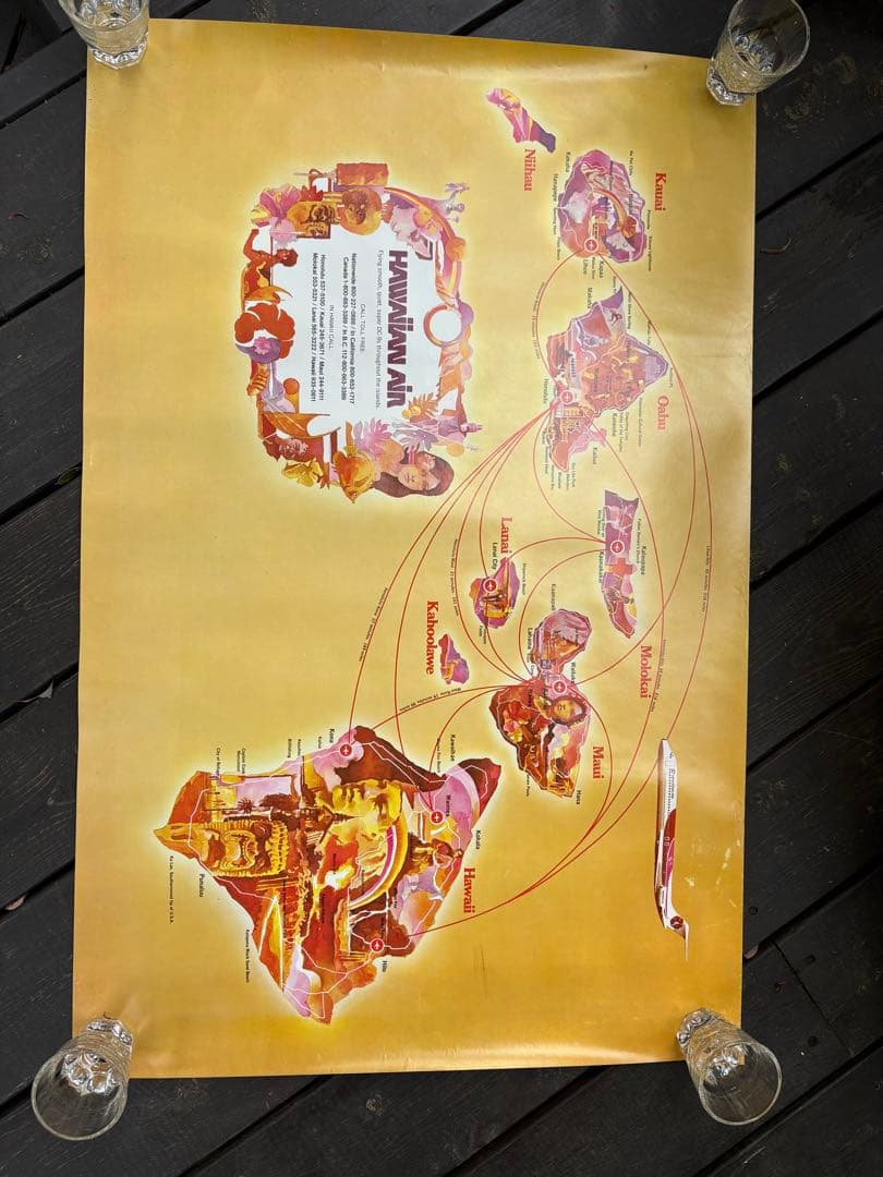 Hawaiian Air アートマップ ビンテージポスター