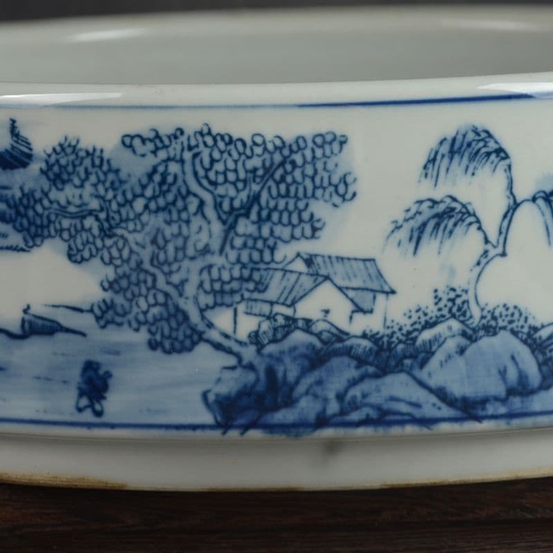 鯖山水  庭楼  筆洗  水仙の鉢  陶磁器 装飾品 現代工芸品美術品 置物