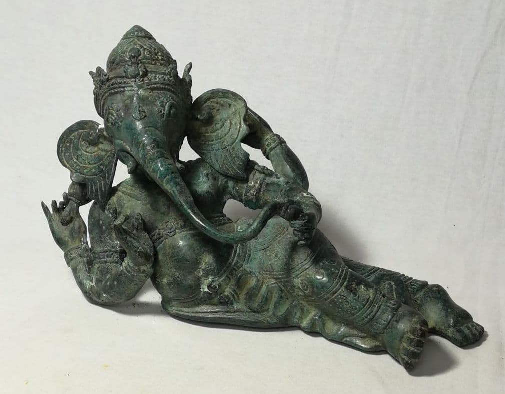 古銅　ガネーシャ　涅槃像　神