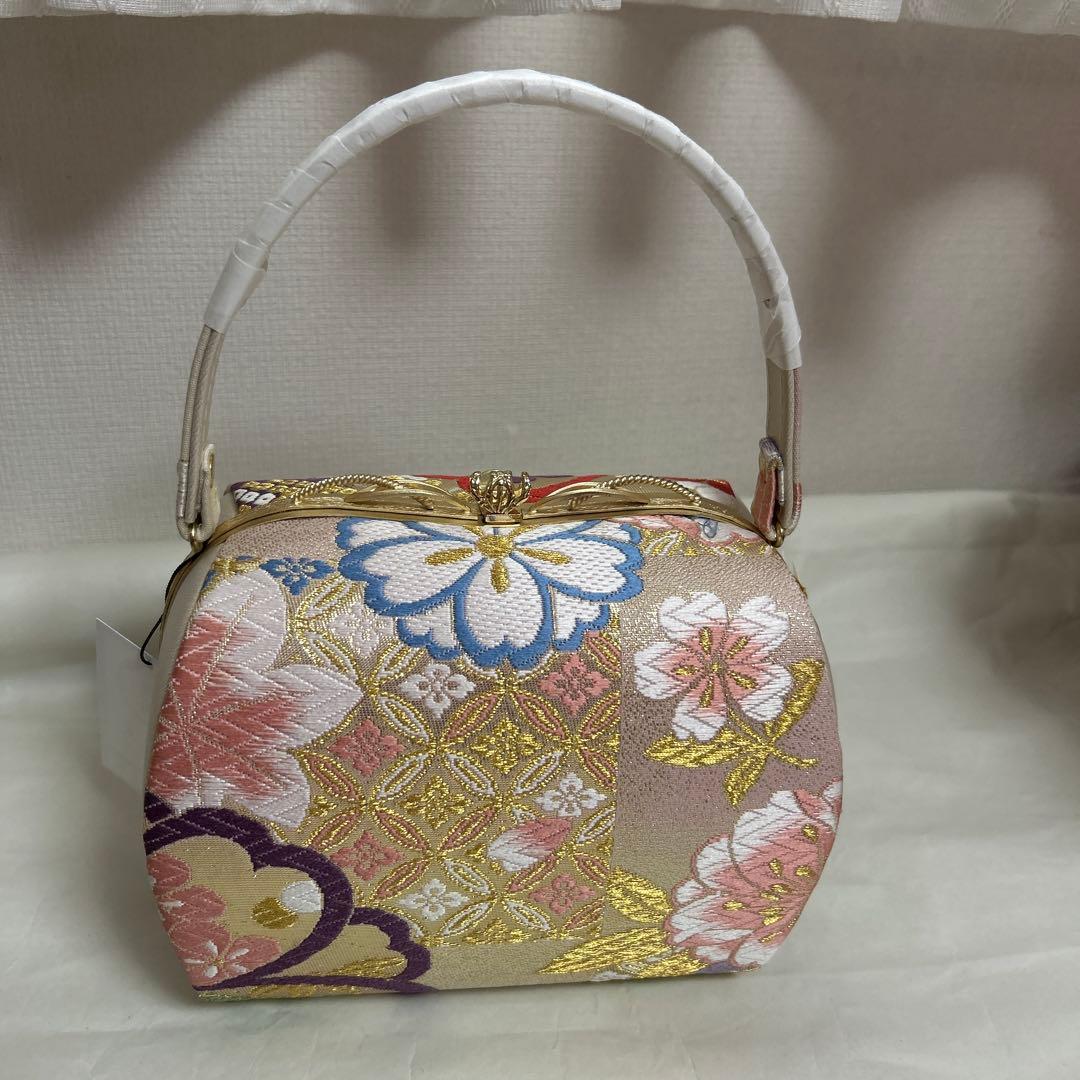 きょうこNo.38 和装　草履、バッグセット　　正絹　帯地　新品未使用