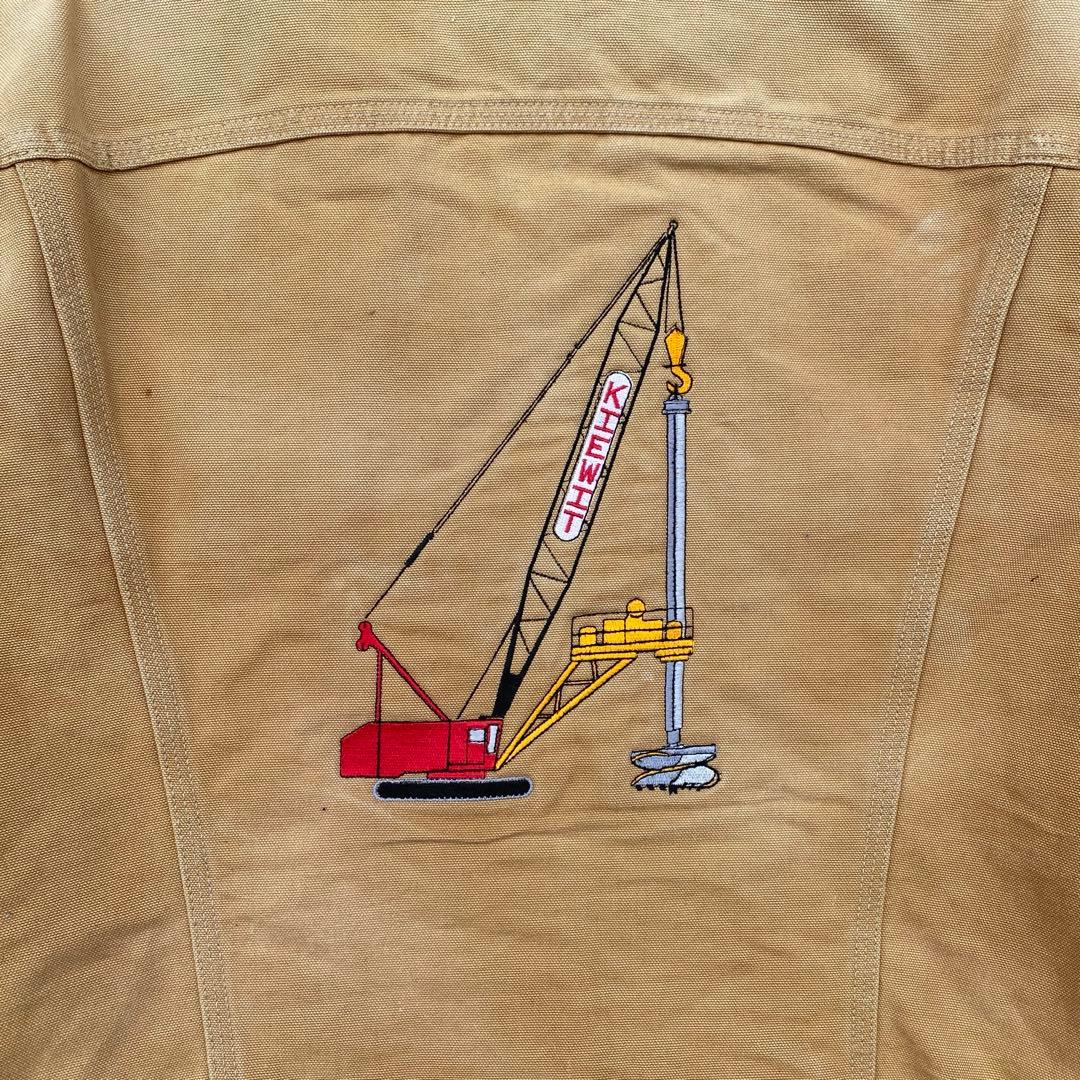 【希少】Carharrt トラッカージャケット 90s USA製 企業ロゴ刺繍