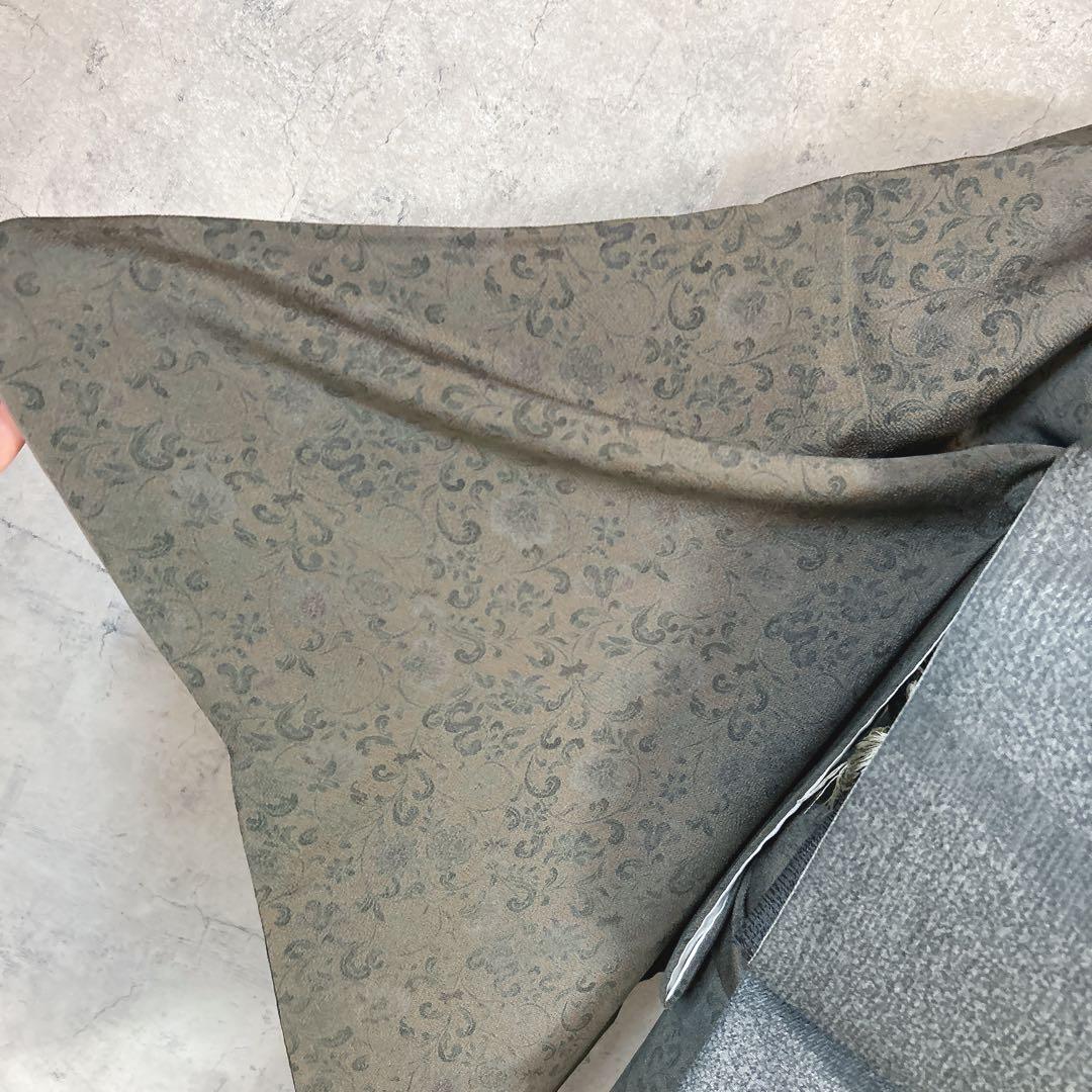 小紋　フルセット　着物　正絹　更紗模様　草花　シック　大人かわいい　k4