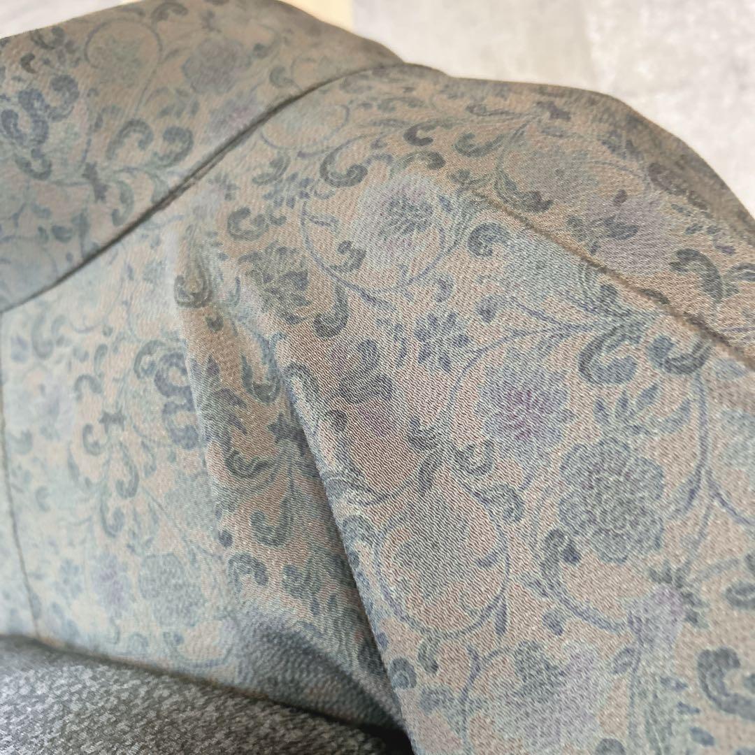 小紋　フルセット　着物　正絹　更紗模様　草花　シック　大人かわいい　k4