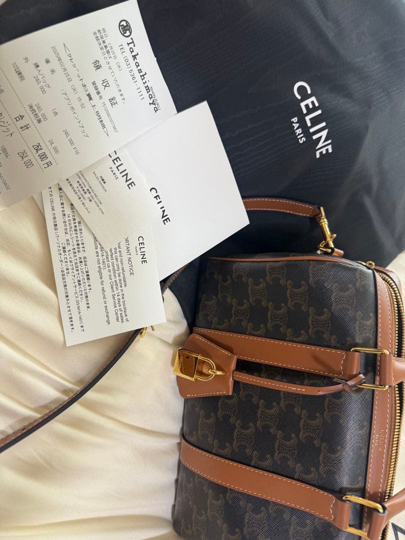 CELINE バッグミディアム ボストン / トリオンフキャンバス＆カーフスキン