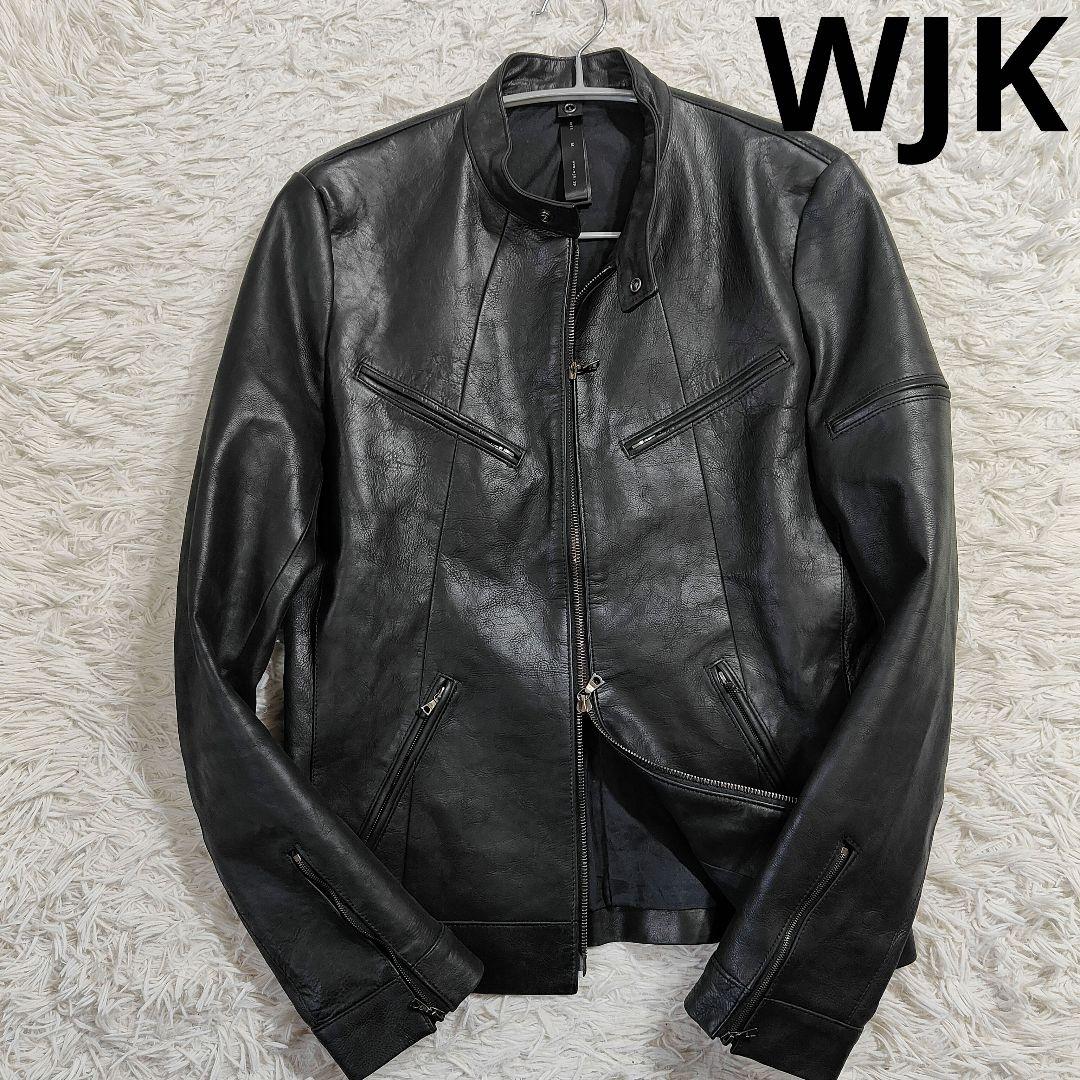 【廃盤】wjkブラックレザーシングルライダースジャケット　牛革　M